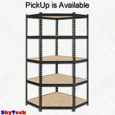 Brand New Garage Storage Corner Unit Shelf 5 Tier MDF Black Shelving G045K-B • $129