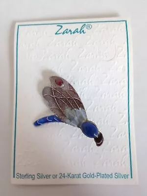 Zarah Sterling Silver Plated Enamel Lapis Dragonfly Brooch Pin  • $28.95