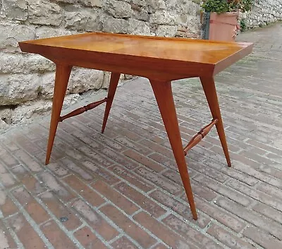 Mid Century Italian Coffee Table Attr. Giò Ponti Cherry Wood Italy 1950s • $450