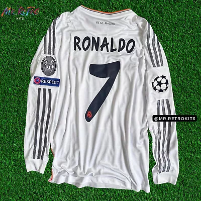 Ronaldo #7 Real Madrid 2014/15 Long Sleeve UCL Final 2014 Home Retro Jersey XL • $75