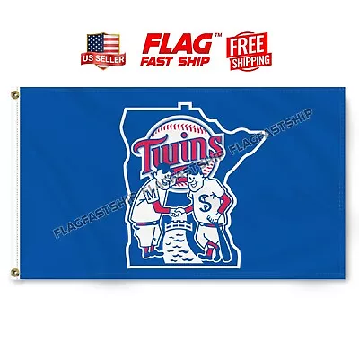 Minnesota Twins 3x5 FT Flag Man Cave Retro Style Baseball Banner FREE Shipping • $12.98