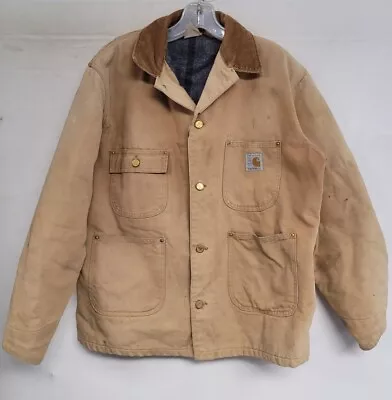 $29 • Buy VINTAGE CARHARTT JACKET VTG 80s BLANKET LINED DISTRSSED DETROIT CANVAS SIZE 42