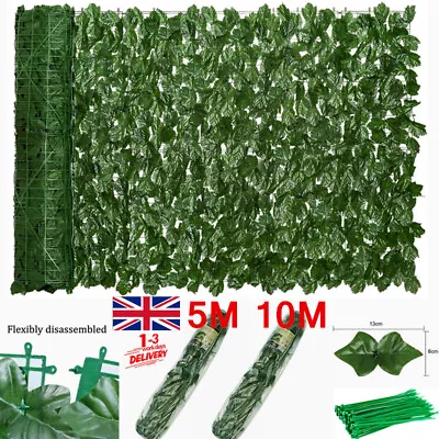 10M Artificial Hedge Fake Ivy Leaf Garden Fence/Privacy Screening Roll Wall Pane • £5.99
