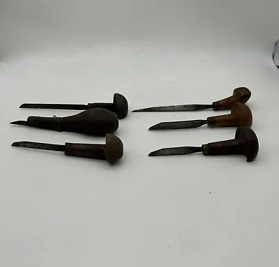 Vintage Etching Engraving Tools Burnisher Carving Scraper Woodworking - Set Of 6 • $45