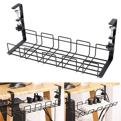 Under Desk Cable Management Tray Cord Holder Storage Office Home NO DRILL TIDY • £9.49
