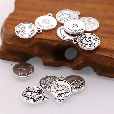 Zodiac Beads Alloy Pendant Charm Diy Charm Pendant Set Constellation Sign • £6.88