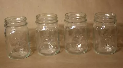 Magic Button 4pc Set Vintage Clear Glass Pint Mason Canning Jars Standard Rim  • $49.99