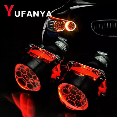 2.5'' H1 Blue Bi Xenon HID Projector Lens LED Angel Eyes Headlight Retrofit DRL • $68.94