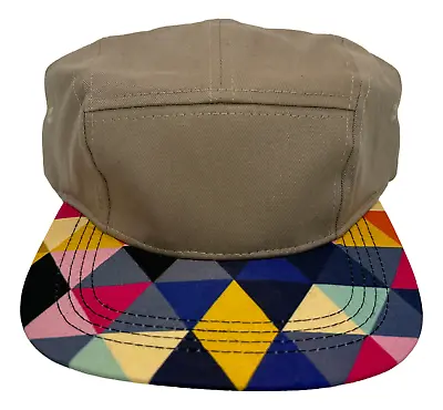 City Hunter 5 Panel Skater Diamond Pattern Flat Bill Baseball Hat Club Cap Khaki • $15.49