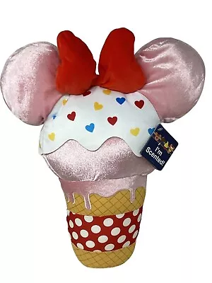 Disney Parks 20  Scented Minnie Mouse Pink Ice Cream Cone Plush Pillow NWT • $29.99