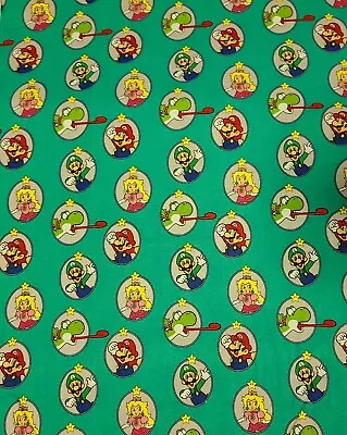 New Licensed BTY X 44 W Fabric Super Mario Badge Quilting Sewing Crafting  • $13.99