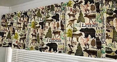 Handmade Curtain Valance Cabin In The Woods 14”L X 42”W Cotton • $12.95