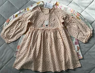 Next Baby Girls 1.5-2 Years 18-24 Months 2pk Long Sleeve Dress Set BNWT • £9.50