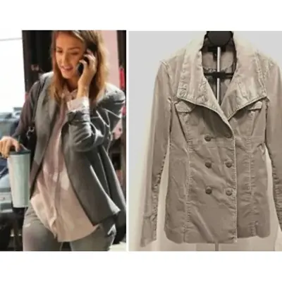 Calvin Klein VELVET Jacket Sz S GRAY Double Breasted Military Style Blazer • $50