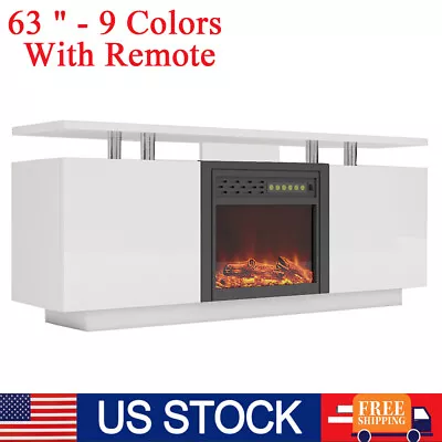 TV Stand Media Center Cabinet With 23  Electric Fireplace 9 Color Flames Heater • $464.99