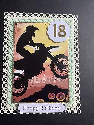 18th Birthday Motorbike Card Topper • £2