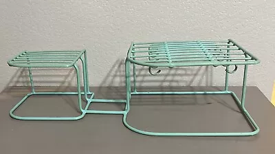 Vintage Turquoise Rubbermaid Coated Wire Dish Organizer Cup Mug Rack Plate Rack • $39