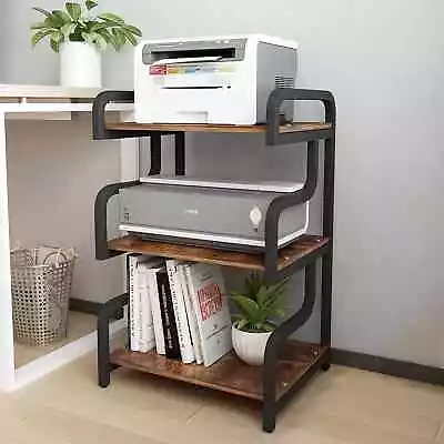 3Tier Printer Stand W/ Storage Movable Printer Table On Wheels Mobile Storage Ca • £89.99