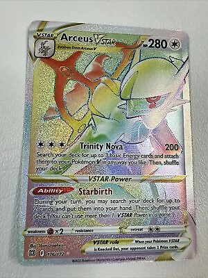 Arceus VSTAR 176/172 - Rainbow Secret Rare - Brilliant Stars Pokemon TCG Card NM • $12