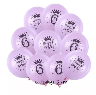 £4.99 • Buy Happy 6th Birthday Purple Latex X10 Balloons Party Decoration Age 6 Girls