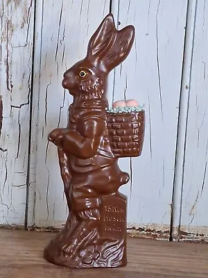 Vintage German Rabbit On Miletone 15 Klm Hasen Heim Figurine Faux CHOCOLATE  • $79