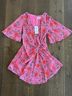 $35 • Buy Finders Keepers Hana Mini Dress Fushia Floral Pink Size 10 BNWT Flowers Gorgeous