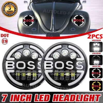 Pair For VW Beetle 1950-1979 7'' Round LED Headlights Hi/Lo Beam Boss DRL Sealed • $56.57