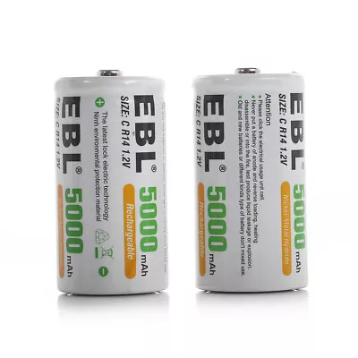 2x EBL Rechargeable C Size Cell Battery NIMH  1.2V High Capacity Battery • $10.99