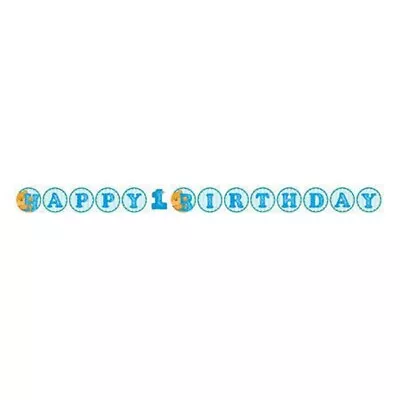 Blue Bear Boys 1st Birthday Circle Banner Paper Bunting Party Decoration • $4.46