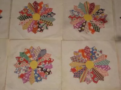 Lot 41 Vintage 1930’s China Aster Dresden Plate Quilting Blocks To Finish 10” • $63