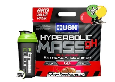 £59.99 • Buy Usn Hyperbolic Mass 6kg High Calorie Weight Gain New Bag & Shaker!