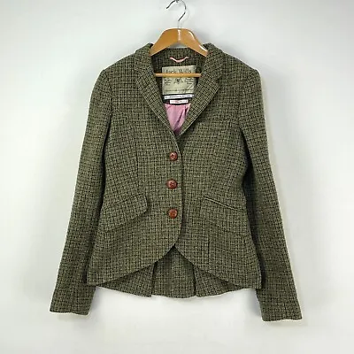 Jack Wills Tweed Jacket Womens 8 10 Green Check Weave Country Riding Hacking • £45