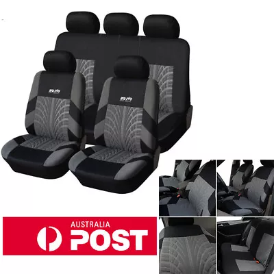 5-Seat Full Set Car Auto Seat Cover Washable Polyester Black/Gray Front + Rear • $84.89