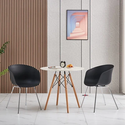 $199.99 • Buy Dining Set Of Round Table Wooden Legs And 2x Dining Chair PP Seat Kitchen Cafe