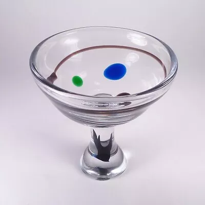 MCM Modernist Blown Glass ‘Abstracta’ Pedestal Bowl Kosta Lindstrand Sweden 50s • $225