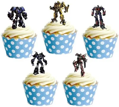 Transformers Stand Up Cup Cake Toppers Edible Birthday Party Decorations • £2.25