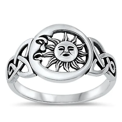 Celtic Sun & Moon Statement Ring 925 Sterling Silver 11.4mm Size 4-10 • $16.99