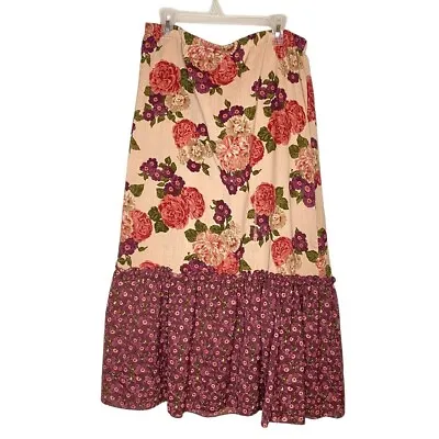 Handmade 70s Hippie Flower Rose Maxi Skirt Floor Length Boho Prairie Skirt L/XL • $30.99