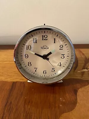 Vintage Smiths Timecal Alarm Clock Luminous Hands Cream & Chrome Working • £5