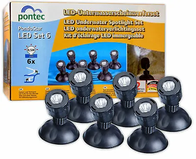 Pontec PondoStar Set Of 6 White LED Spot Lights Garden Pond Illumination • £69.90