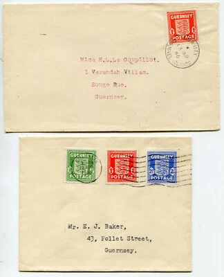 £4.99 • Buy Guernsey 1946 Last Day Valid Use Arms Stamps On 2 Covers