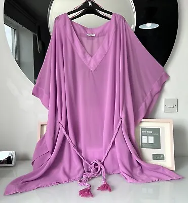 £24.99 • Buy BNWOT JD Williams Lilac Sheer Chiffon Kaftan Top Plus Size 28/30+swimwear Cover