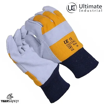 UCI USCCFKL Premium Knit Wrist Fleece Palm Lined Grey Canadian Rigger Gloves PPE • £5.95