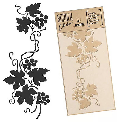 BORDER Reusable PLASTIC Wall STENCIL / 8.3x17.7  Or 17.7x37.4  / GRAPES - VINE • $44.27