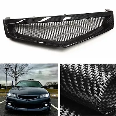 1x Front Bumper Grille Mesh For Honda Accord Euro R Acura TSX 06-08 Carbon Fiber • $339.77