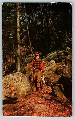 Postcard Hark To The Hunter Rabbit Hunter Flannel Shotgun Poltimore Quebec CAN. • $4.45