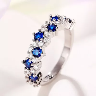 925 Silver Filled Women Wedding Rings Luxury Cubic Zirconia Jewelry Size 6-10 • £3.91