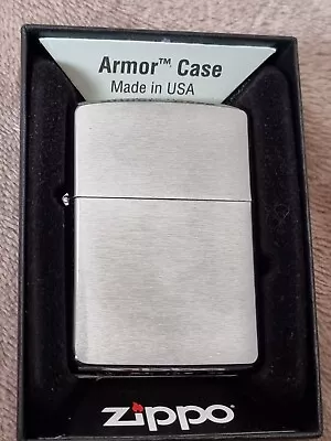 Armor Cased Heavy Wall Brushed Chrome Chrome Zippo Lighter (za1162) Bnib • £37.99