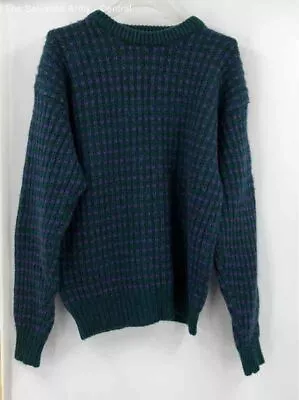 Woolrich Mens Green Purple Wool Long Sleeve Crew Neck Pullover Sweater Size M • $9.99