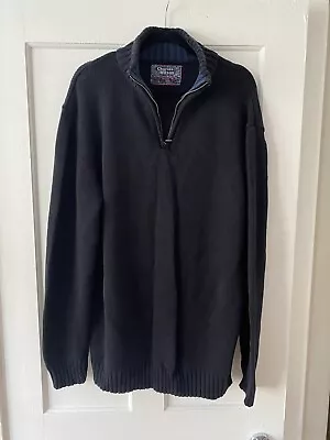 Charles Wilson Navy Premium Blend Zip Neck 1/4 Zip Jumper 2XL • £15